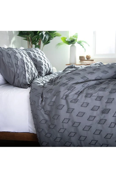 Southshore Fine Linens Delta Clipped Jacquard Duvet Cover Set In Slate