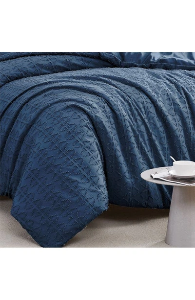 Southshore Fine Linens Bali Clipped Jacquard Duvet Cover Set In Navy Blue