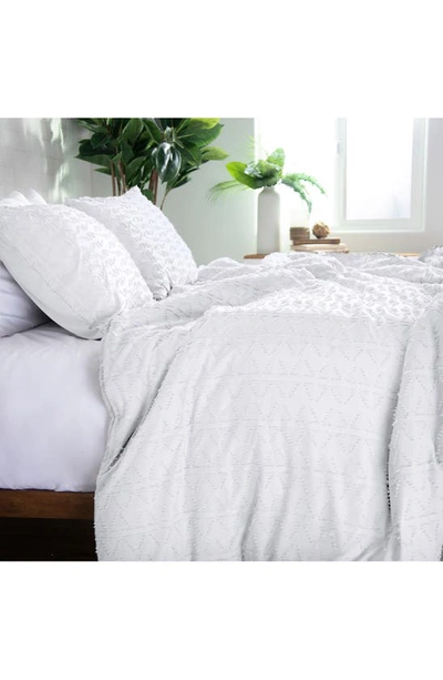 Southshore Fine Linens Bali Clipped Jacquard Duvet Cover Set In White