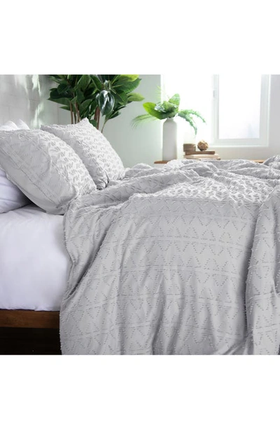 Southshore Fine Linens Bali Clipped Jacquard Duvet Cover Set In Light Grey