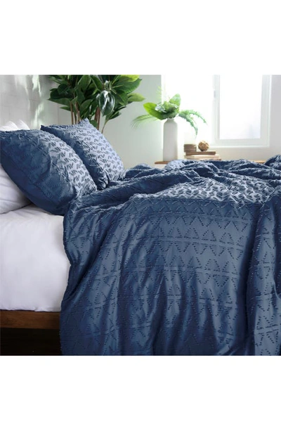 Southshore Fine Linens Bali Clipped Jacquard Duvet Cover Set In Navy Blue