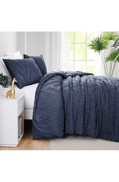 Southshore Fine Linens Chevron Jacquard Comforter Set In Dark Blue
