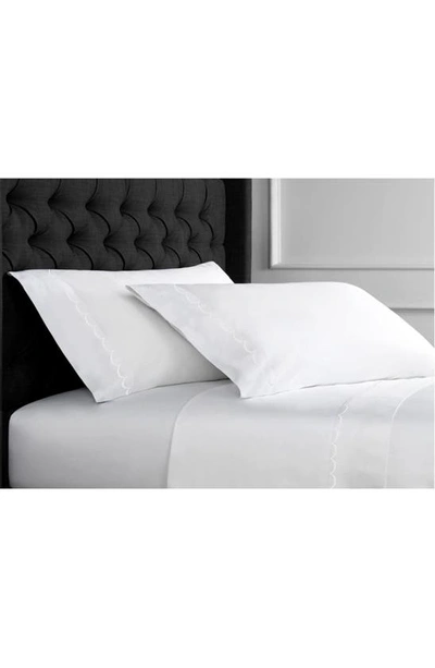Shop Melange Home Scallop Embroidered 600 Thread Count Cotton Duvet Cover Set In White