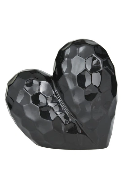 Vivian Lune Home Black Porcelain Heart Sculpture In Black