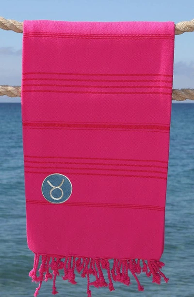 Shop Linum Home Textiles Summer Fun Horoscope Pestemal Beach Towel In Pretty Pink Taurus