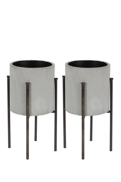 Vivian Lune Home Light Gray Metal Planter In Grey