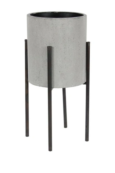 Vivian Lune Home Light Gray Metal Planter In Grey