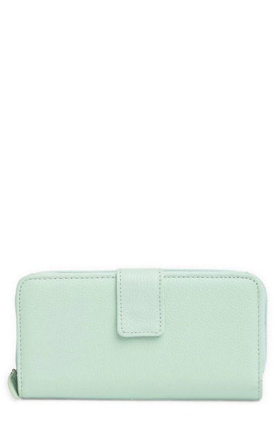Shop Mundi Small Leather Goods All-in-one Leather Continental Wallet In Misty Jade