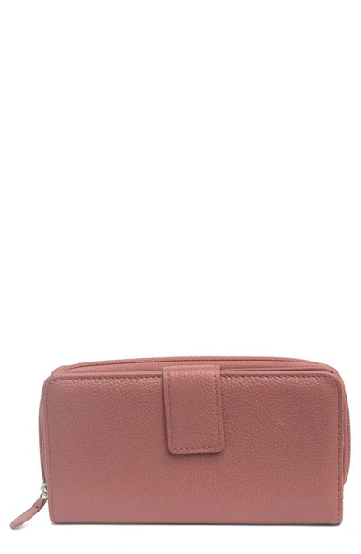 Shop Mundi Small Leather Goods All-in-one Leather Continental Wallet In Mauve