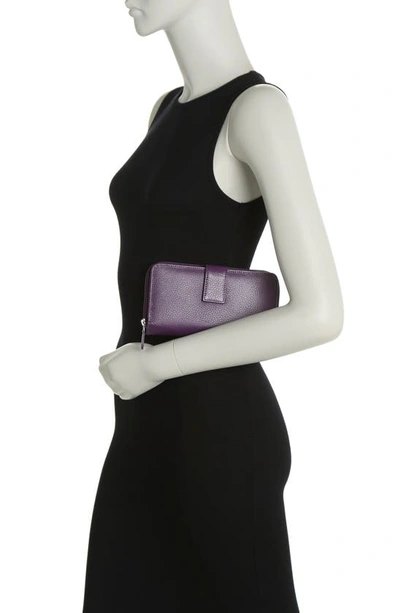 Shop Mundi Small Leather Goods All-in-one Leather Continental Wallet In 18n Amethyst