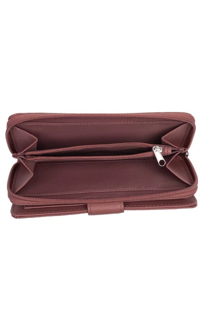Shop Mundi Small Leather Goods All-in-one Leather Continental Wallet In Mauve