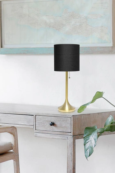 Shop Lalia Home Simple Designs Gold Tapered Table Lamp With Black Fabric Drum Shade In Gold/ Black