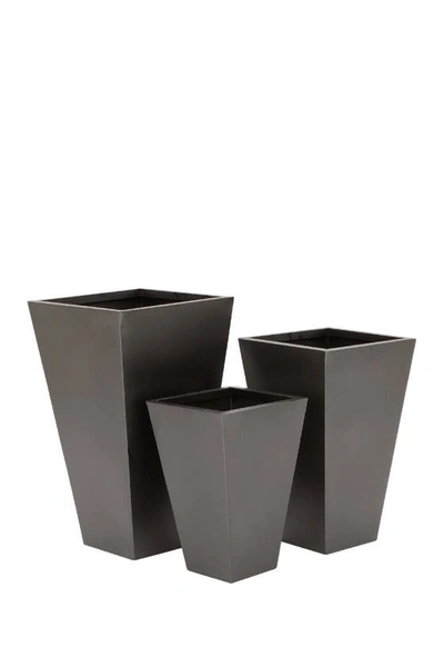 Shop Willow Row Black Metal Contemporary Planter With Tapered Base & Polished Exterior