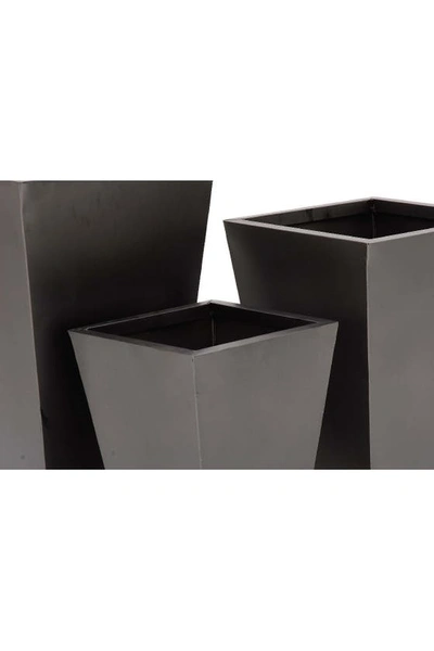 Willow Row Black Modern Trapezoidal Planter In Black
