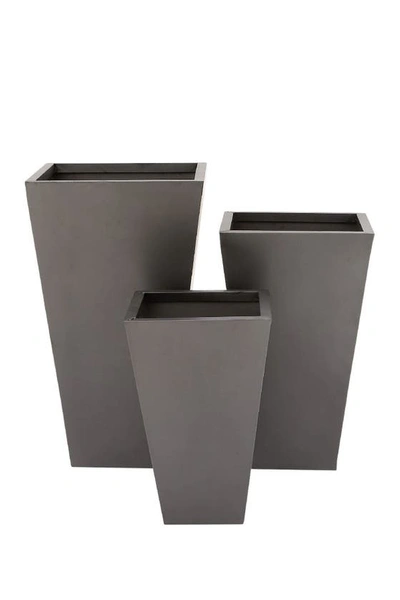 Willow Row Black Modern Trapezoidal Planter In Black
