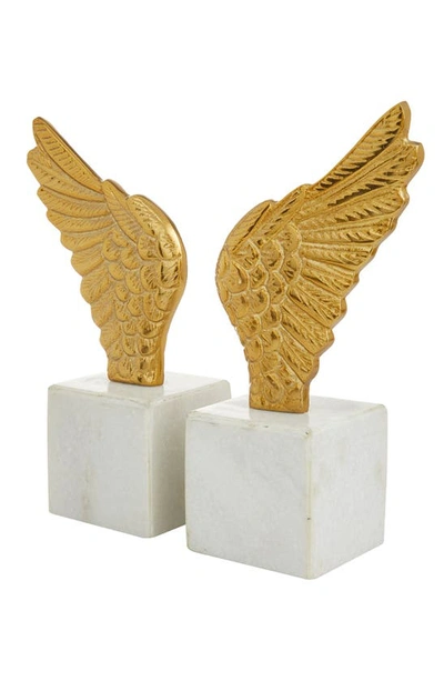 Vivian Lune Home Angel Wing Marble Bookend In Gold