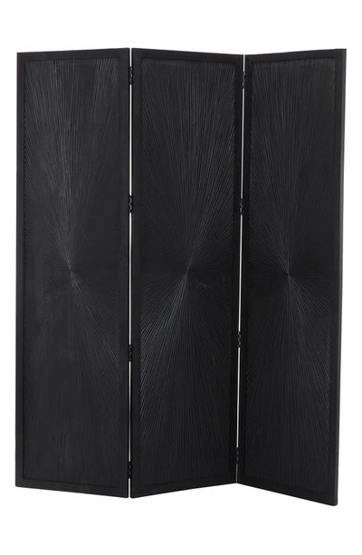 Shop Vivian Lune Home Black Mango Wood Contemporary Room Divider Screen With Carved Design