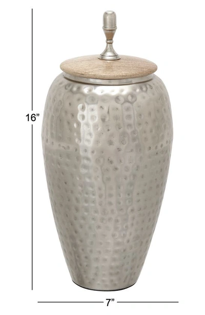 Vivian Lune Home Silvertone Metal Contemporary Decorative Jar In Silver