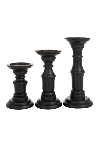 Vivian Lune Home Black Wood Candle Holder In Black
