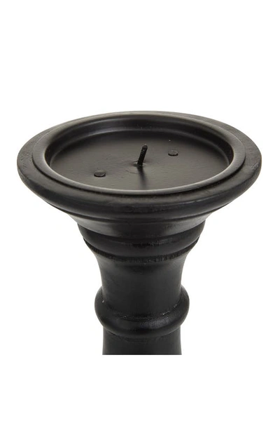 Vivian Lune Home Black Wood Candle Holder In Black
