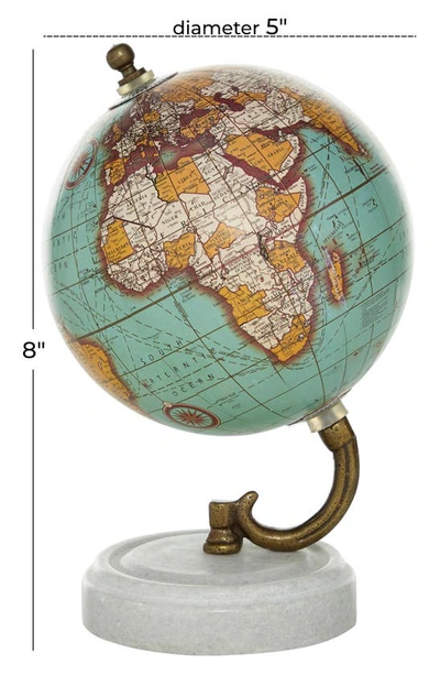 Ginger Birch Studio Teal Marble Globe With Marble Base In Aquamarine