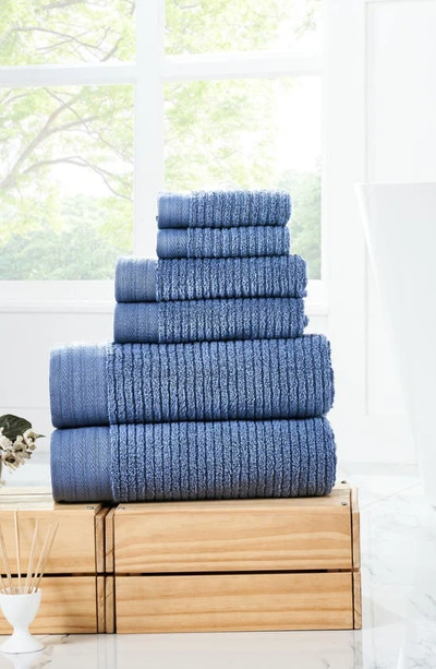Modern Threads Soft Rib Quick Dry 6-piece Towel Set In Denim Blue
