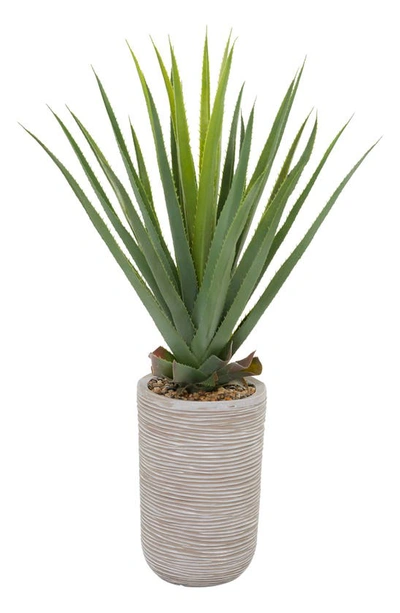 Shop Willow Row Green Faux Foliage Agave Artificial Plant With Beige Ceramic Pot In Brown