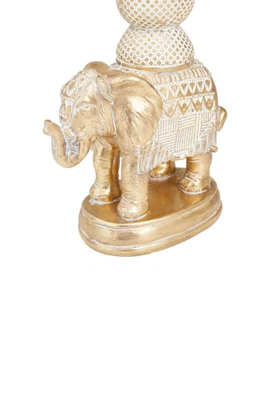 Shop Vivian Lune Home White Polystone Elephant Candle Holder With Whitewash Finish In Gold