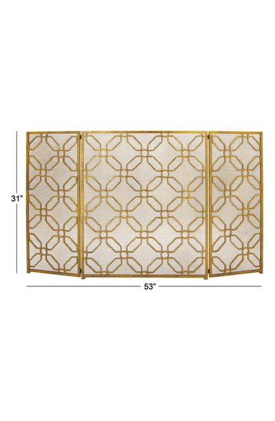 Shop Vivian Lune Home Goldtone Metal Foldable Mesh Netting 3 Panel Geometric Fireplace Screen