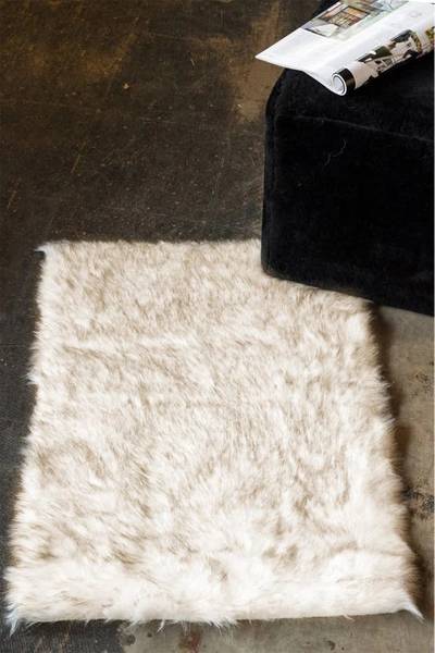 Shop Luxe Faux Fur Hudson Rectangular Rug In Gradient Brown