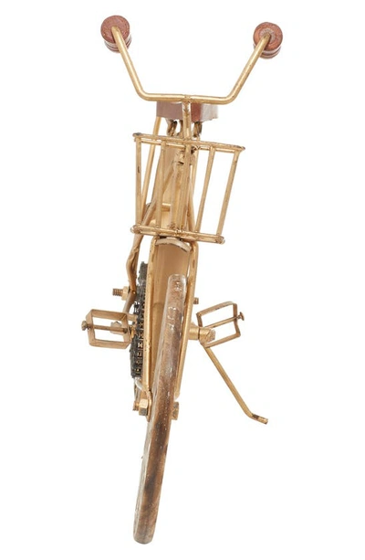 Shop Willow Row Goldtone Metal Bike Sculpture With Carved Wood Wheels