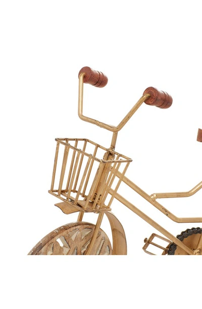 Shop Willow Row Goldtone Metal Bike Sculpture With Carved Wood Wheels