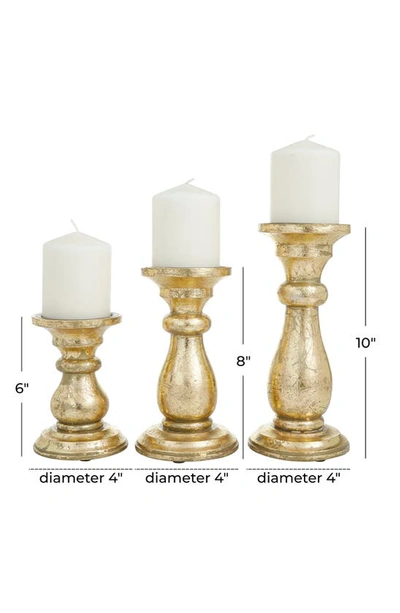 Vivian Lune Home Gold Wood Vintage Candle Holder In Gold