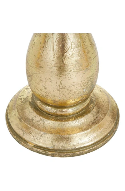 Vivian Lune Home Gold Wood Vintage Candle Holder In Gold