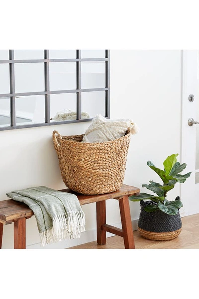 Ginger Birch Studio Brown Seagrass Contemporary Storage Basket With Ring Handles In Brown