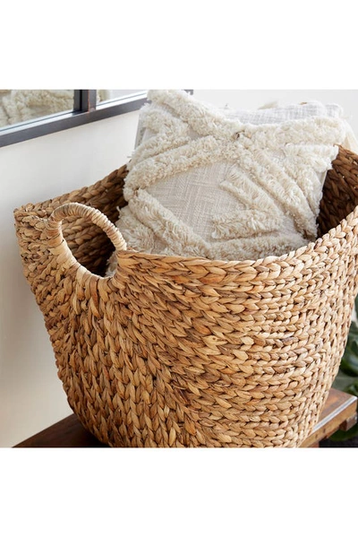 Ginger Birch Studio Brown Seagrass Contemporary Storage Basket With Ring Handles In Brown