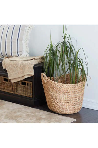 Ginger Birch Studio Brown Seagrass Contemporary Storage Basket With Ring Handles In Brown