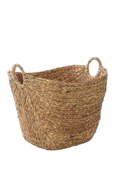 Ginger Birch Studio Brown Seagrass Contemporary Storage Basket With Ring Handles In Brown