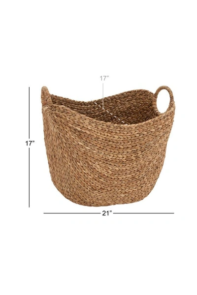 Ginger Birch Studio Brown Seagrass Contemporary Storage Basket With Ring Handles In Brown