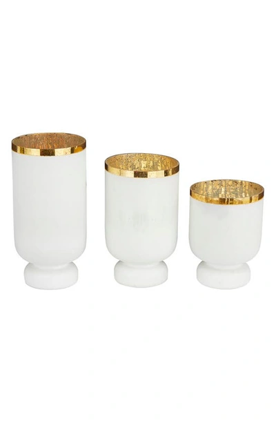 Shop Vivian Lune Home White Glass Pillar Hurricane Lamp With Goldtone Interior