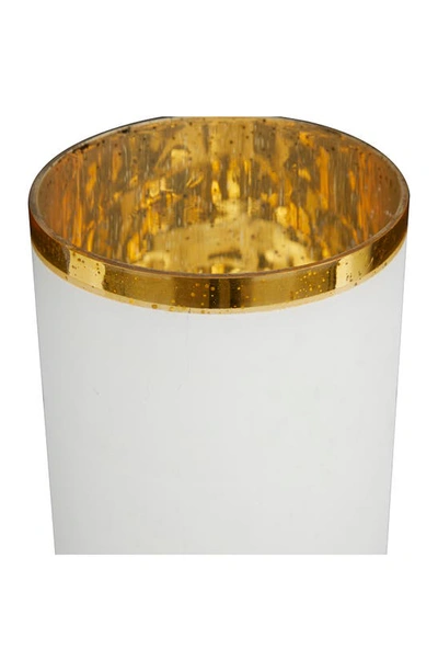 Shop Vivian Lune Home White Glass Pillar Hurricane Lamp With Goldtone Interior