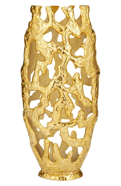 Shop Vivian Lune Home Goldtone Aluminum Vase With Cut Out Designs