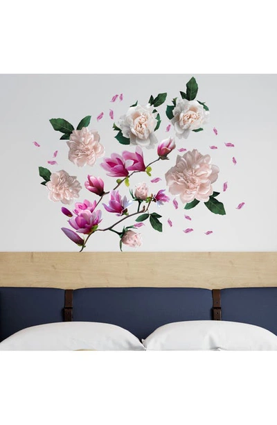 Shop Walplus Magnolia & Roses Wall Decal In Pink