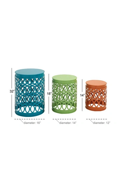 Shop Willow Row Multicolored Metal Indoor & Outdoor Stackable Nesting Accent Table With Laser Carved Trellis Design