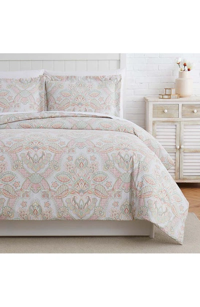 Southshore Fine Linens Enchantment Paisley Print Microfiber Down-alternative Comforter Set In Enchantment Coral