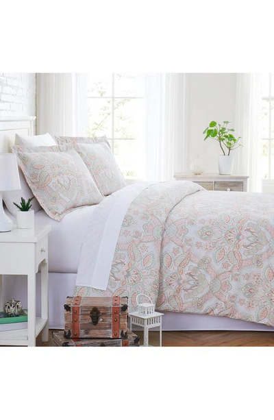 Southshore Fine Linens Enchantment Paisley Print Microfiber Down-alternative Comforter Set In Enchantment Coral