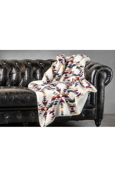 Shop Luxe Faux Shearling Throw Blanket In Aztec Print Multi