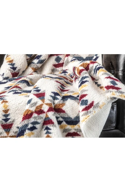 Shop Luxe Faux Shearling Throw Blanket In Aztec Print Multi