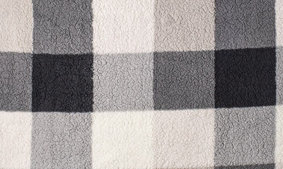 Luxe Faux Shearling Throw Blanket In Grey Plaid Combo