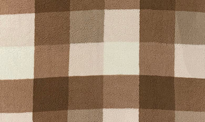 Luxe Faux Shearling Throw Blanket In Taupe Plaid Combo